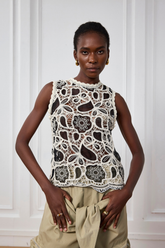 Ärmelloses Top „Deborah“ mit Häkel-Ausschnitt