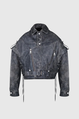 Destiny – Asymmetrische Lederjacke mit Schnürung