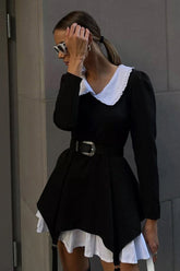 Zweiteiliges Kleid mit gerüschtem Puppenkragen