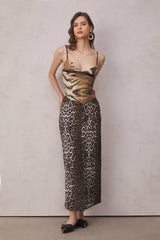Elodie – Geschlitzter Maxirock mit Leopardenmuster
