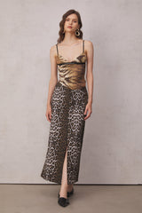 Elodie – Geschlitzter Maxirock mit Leopardenmuster