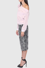 Ensley Flower – Einschultriges Netzoberteil in Rosa