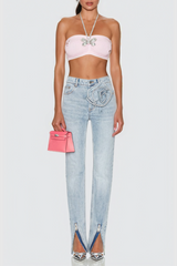 Falak – Enge Jeans mit Blumen-Reißverschluss