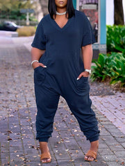 Indiebeautie – Einfarbiger Jumpsuit mit V-Ausschnitt