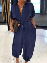 Jeans-Jumpsuit mit Knopfleiste und Gürtel