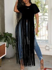 indiebeautie Fringe-Combo Short-Sleeve Top