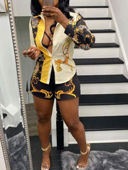 Indiebeautie – Bedrucktes Set aus Hemd und Shorts