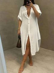 Hemdblusenkleid mit Stehkragen – Ausverkauf