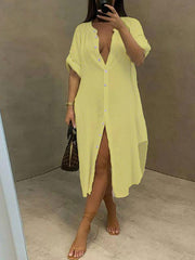 Hemdblusenkleid mit Stehkragen – Ausverkauf