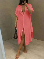 Hemdblusenkleid mit Stehkragen – Ausverkauf