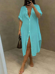 Hemdblusenkleid mit Stehkragen – Ausverkauf