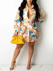 Bedrucktes Hemdblusenkleid mit Gürtel