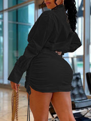 Indiebeautie Drawstring Ruched Shirt Dress