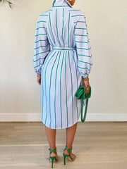 Indiebeautie Stripe Tied Shirt Dress