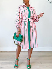 Indiebeautie Stripe Tied Shirt Dress