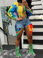 Bedrucktes Hemdblusenkleid – Ausverkauf