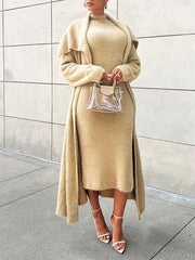 Flauschiges Cardigan- und Kleid-Set – Ausverkauf