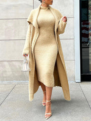 Flauschiges Cardigan- und Kleid-Set – Ausverkauf