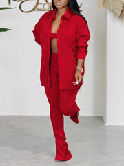 Dreiteiliges Strickhemd-Set – Ausverkauf