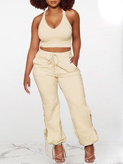 Indiebeautie Solid Tank Top & Tied Pants Set