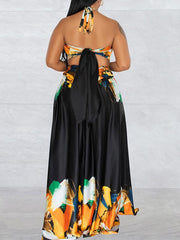 Indiebeautie – Bedrucktes Kleid mit Schnürung und Schlitz