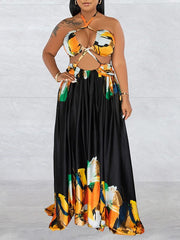 Indiebeautie – Bedrucktes Kleid mit Schnürung und Schlitz