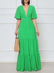 Indiebeautie – Maxikleid mit V-Ausschnitt und Cut-outs