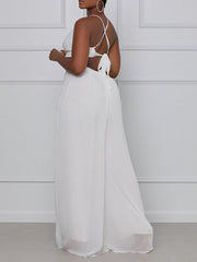 Indiebeautie Chiffon Wide-Leg Jumpsuit