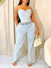 Indiebeautie – Set aus Jeans-Tube-Top und Hose