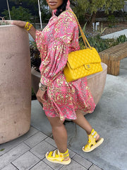 Indiebeautie – Bedrucktes Hemdkleid mit Bischofsärmeln