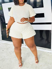 Indiebeautie – Strukturiertes Crop-Top und Shorts-Set