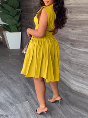 Einfarbiges, plissiertes Hemdblusenkleid – Ausverkauf