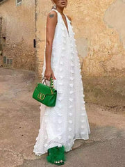 Indiebeautie – Weißes Neckholder-Dekolletékleid