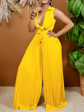 Solid Sleeveless Pleated Jumpsuit