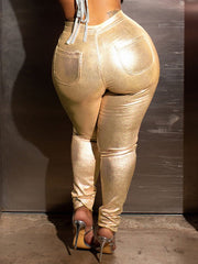 Indiebeautie – Enge Hose in Metallic-Optik