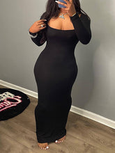 Indiebeautie – Einfarbiges Kleid mit eckigem Ausschnitt