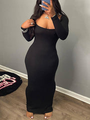 Indiebeautie – Einfarbiges Kleid mit eckigem Ausschnitt