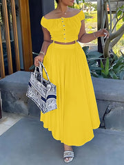 Set aus schulterfreiem Crop-Top und Rock