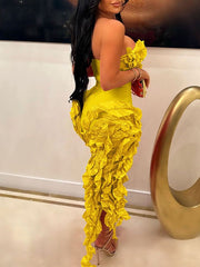 Indiebeautie – Trägerloses Kleid mit Rüschen