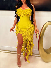 Indiebeautie – Trägerloses Kleid mit Rüschen