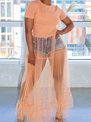 Kombi-Tunika-Oberteil aus Tüll