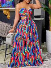 Indiebeautie – Set aus bedrucktem Bandeau-Top und Hose mit weitem Bein