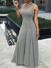 Indiebeautie – Einfarbiges, ärmelloses Maxikleid