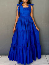 Indiebeautie – Einfarbiges Rüschenkleid mit Schulterschnürung