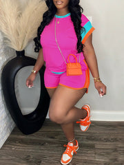 Set aus T-Shirt und Shorts mit Paspelierung