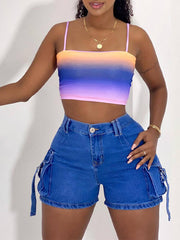 Indiebeautie Denim Cargo Shorts