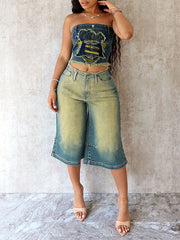 Trägerloses Denim-Top von Indiebeautie