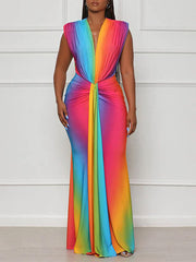 Indiebeautie – Bedrucktes Maxikleid mit tiefem Ausschnitt