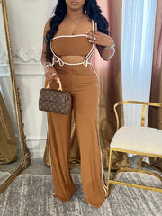 Indiebeautie – Set aus Bandeau-Top und Overall mit Paspelierung