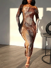 Bedrucktes Off-Shoulder-Kleid